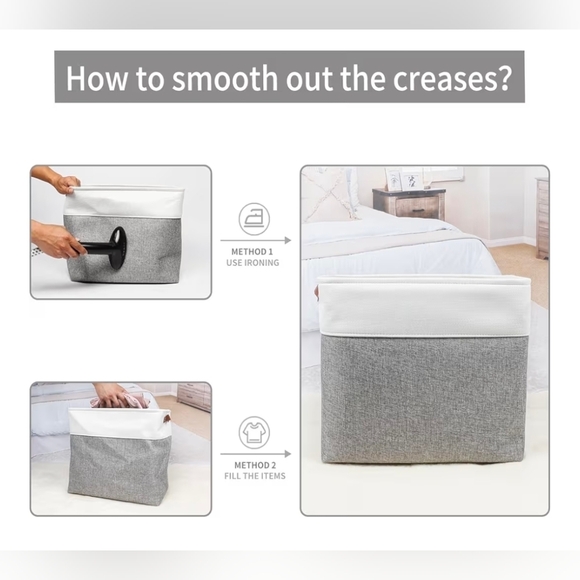 2 Large Fabric Storage Baskets | 25.5L Storage Bins, Linen Closet Baskets - Picture 6 of 10